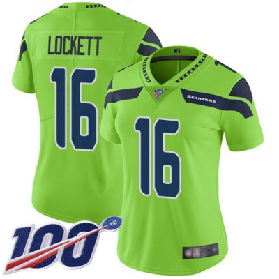 Nike Seattle Seahawks #16 Tyler Lockett Green Women's Stitched NFL Limited Rush 100th Season Jersey
